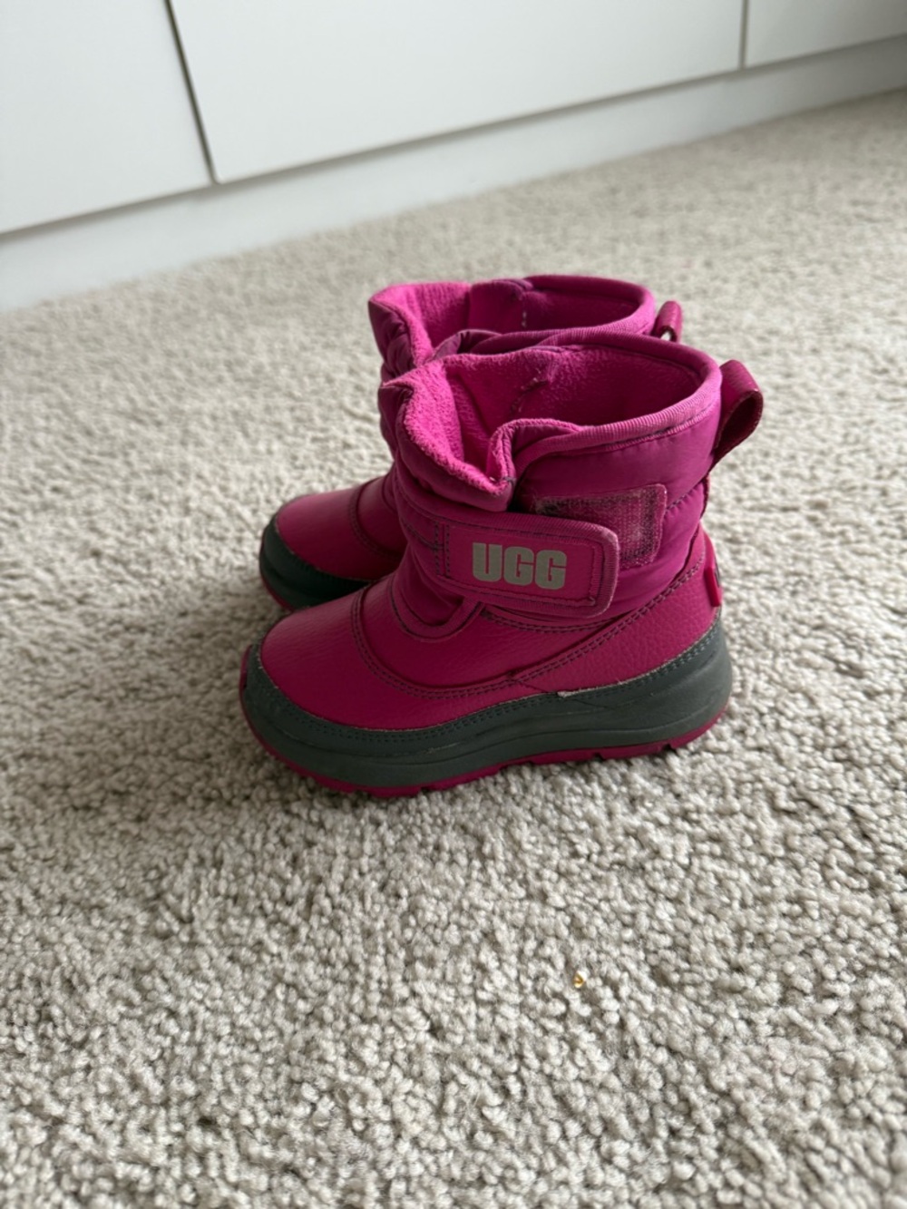 UGG Kids Hot Pink Snow Boots with Black Soles